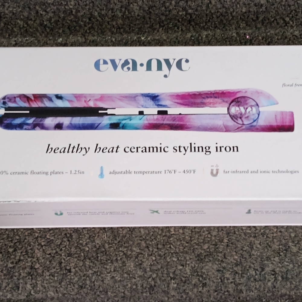 Eva NYC Floral Frenzy Healthy Heat Ceramic Styling Iron/ Flat Iron